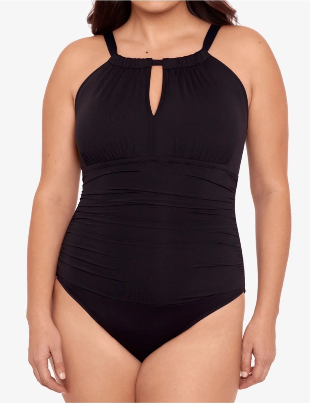 Lauren Ralph Lauren Keyhole Classic Black Halter One-Piece Swimsuit Size 18W